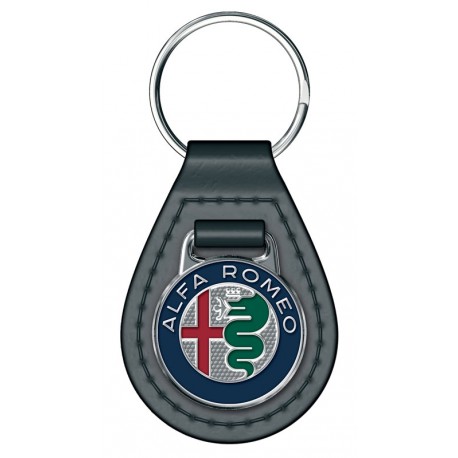 Porte-clés Alfa Roméo Goutte design 1 couleur sur simili cuir, anneau brisé fil rond