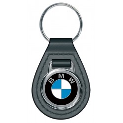 Porte-clés BMW Rond, 3 couleurs, sur simili cuir, anneau brisé fil rond