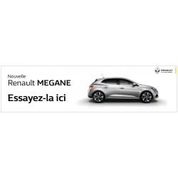 Spandoek "Nieuwe Renault MEGANE, Maak uw proefrit hier"