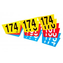 Gekleurde cijferetiketten voor transparante nummerblok